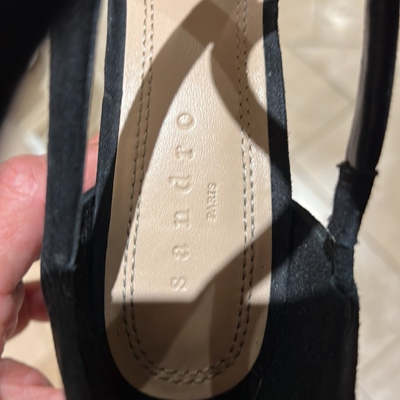 Sandro block heel strap sandal with zip up back 2inch heel - Picture 6 of 7